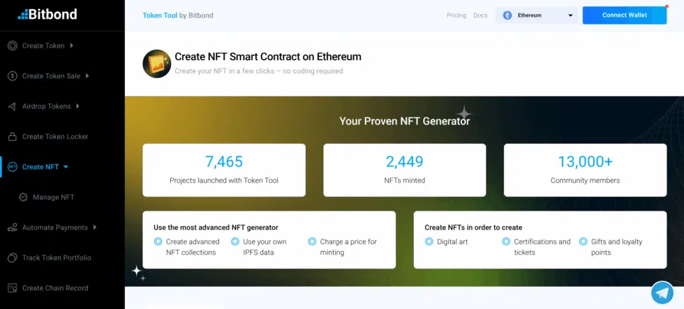 مراحل ساخت NFT رایگان با موبایل به زبان ساده مراحل ساخت NFT رایگان با موبایل، ورود به ابزار Token Tool